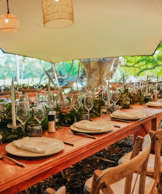 Elegant dining table setup for weddings and celebrations